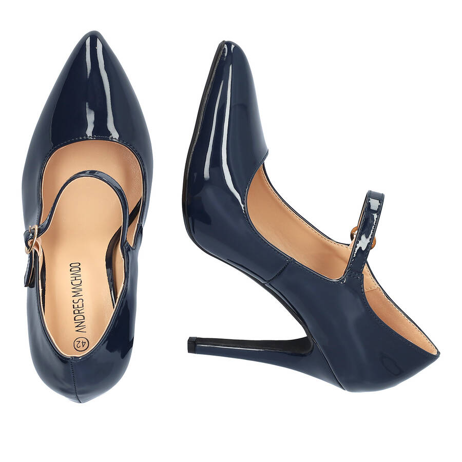 Navy soft patent heeled Mary Jane 