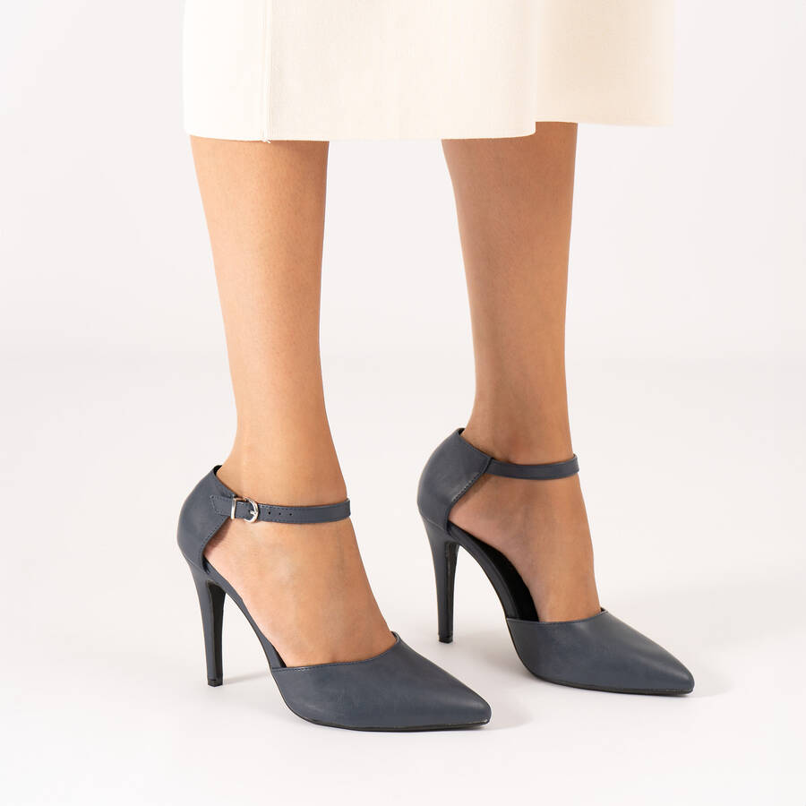 Navy soft faux leather pumps 