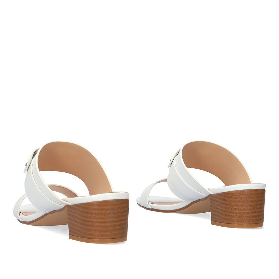 Square-heeled white colour mule 