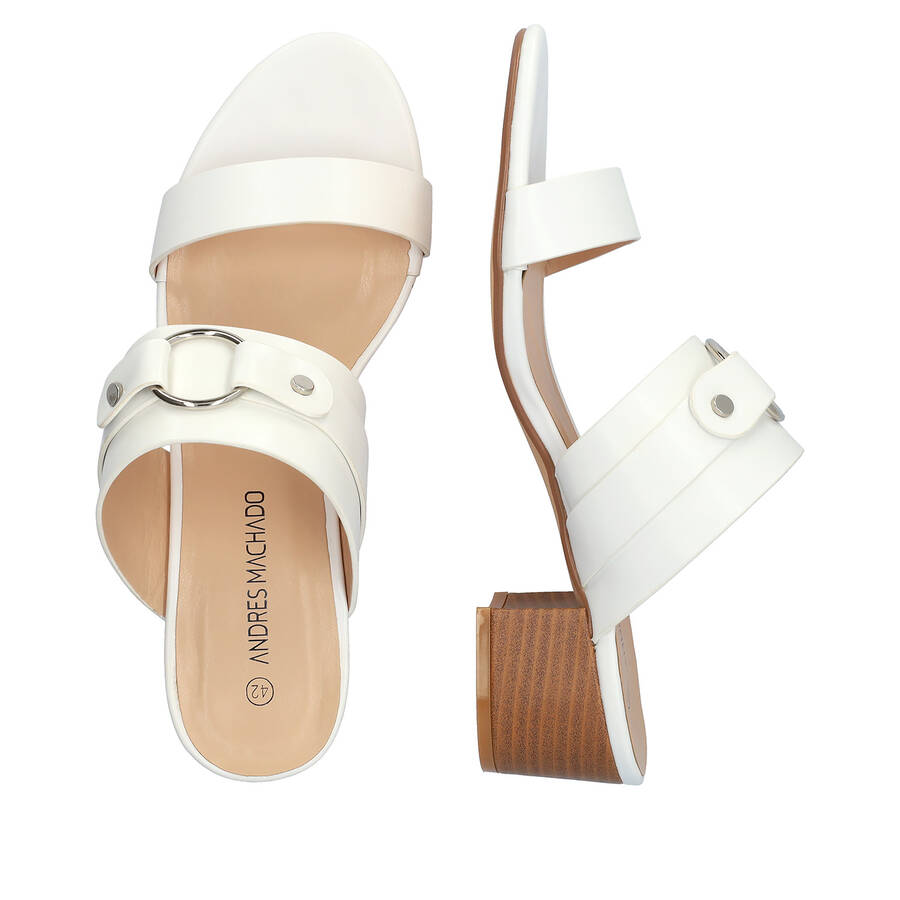 Square-heeled white colour mule 