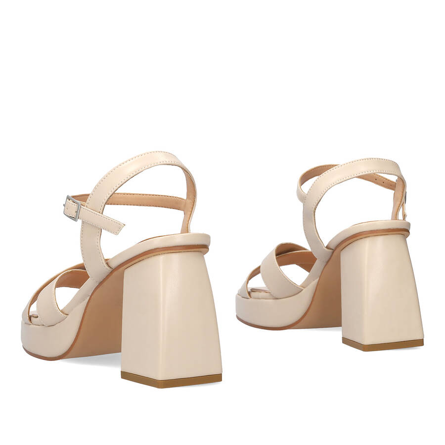 Soft nude sandal with wide heel and platform 