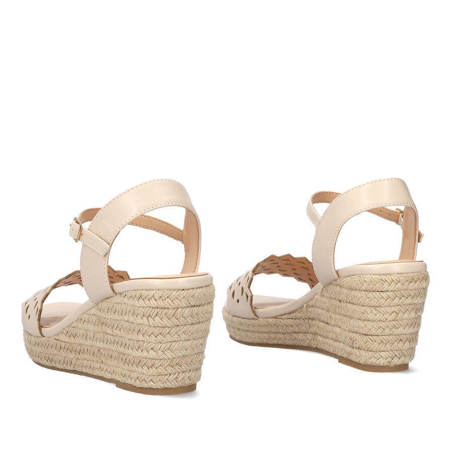 Keilsandale aus Soft Nude mit Jute 