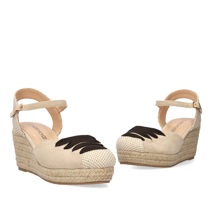 Beige suede espadrilles with jute wedge 