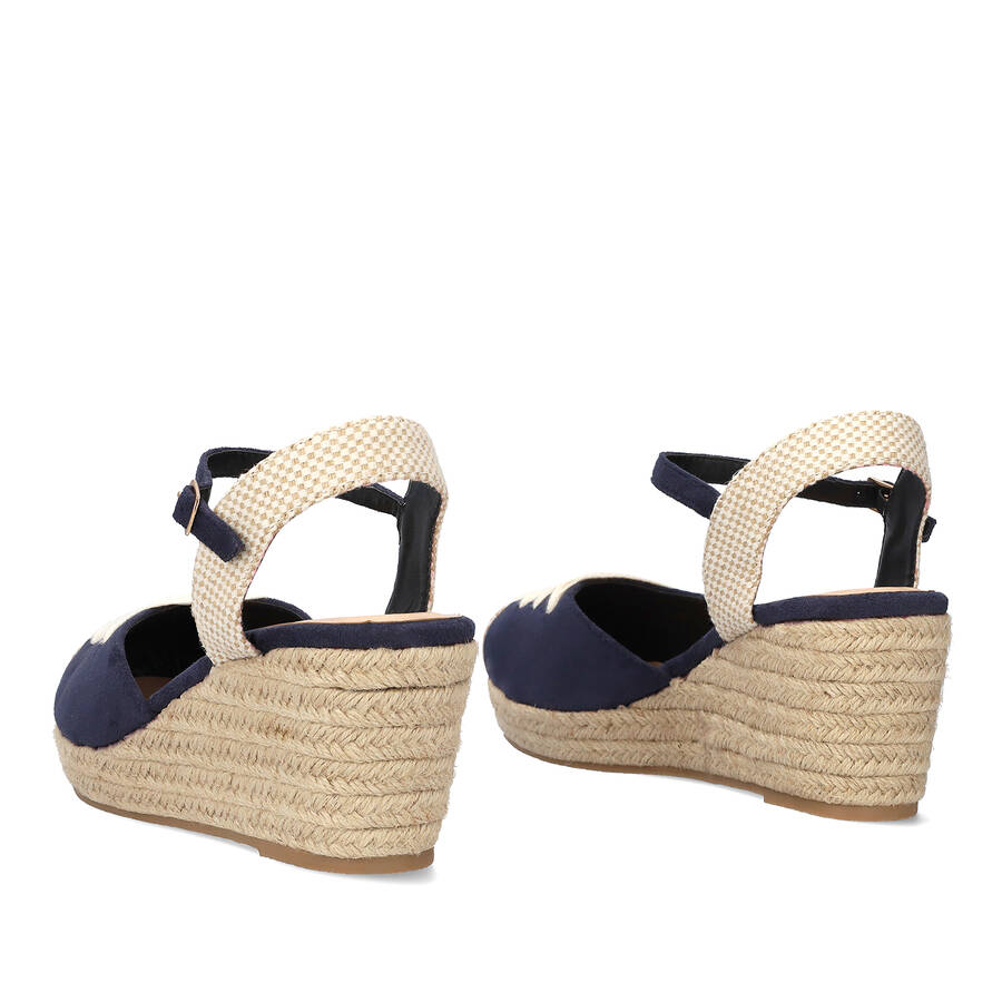 Navy suede espadrilles with jute wedge 