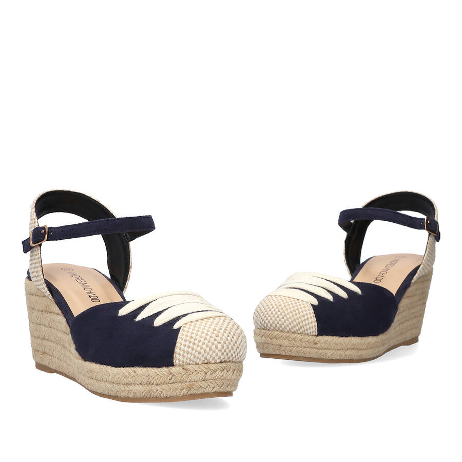 Navy suede espadrilles with jute wedge 