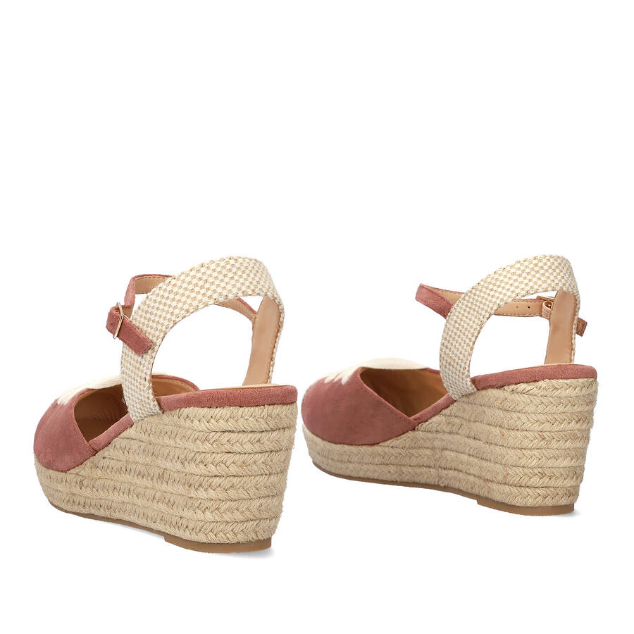 Pink suede espadrilles with jute wedge 