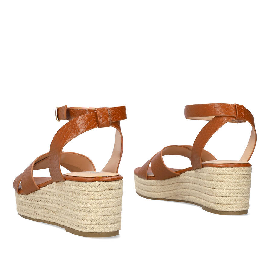 Brown sandals in soft coco material and jude wedge 