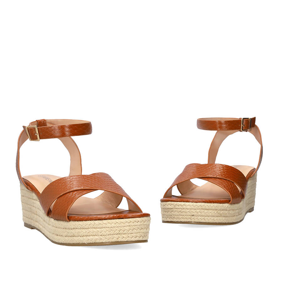 Brown sandals in soft coco material and jude wedge 