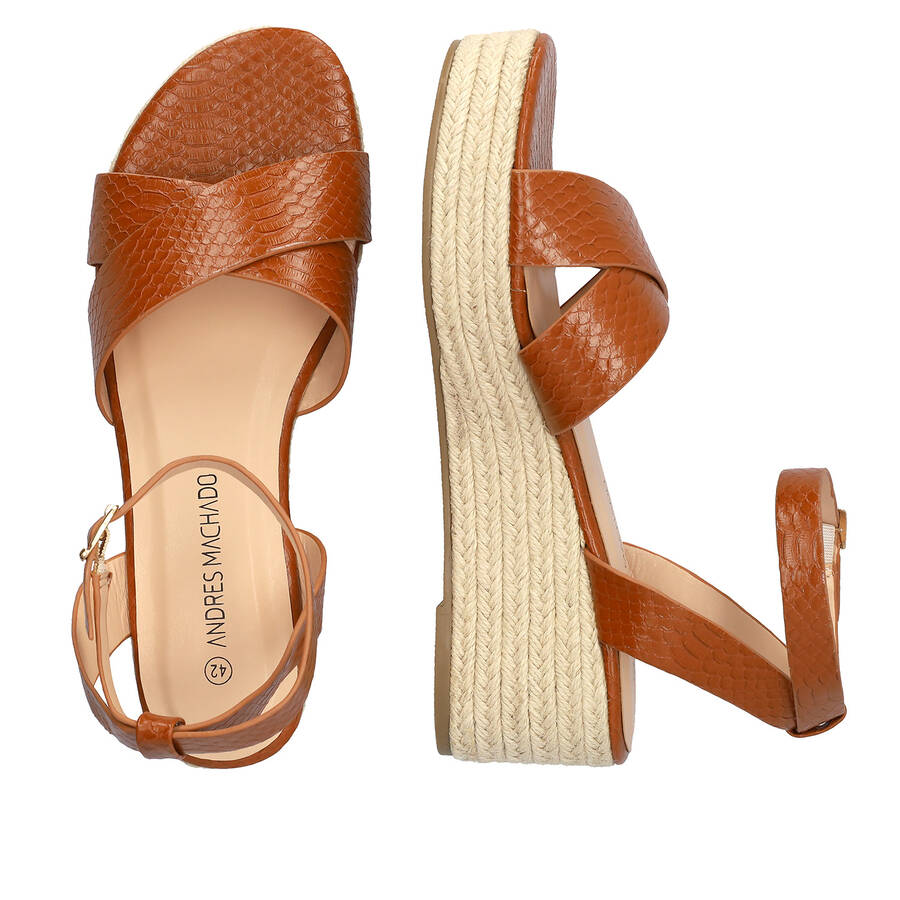 Brown sandals in soft coco material and jude wedge 