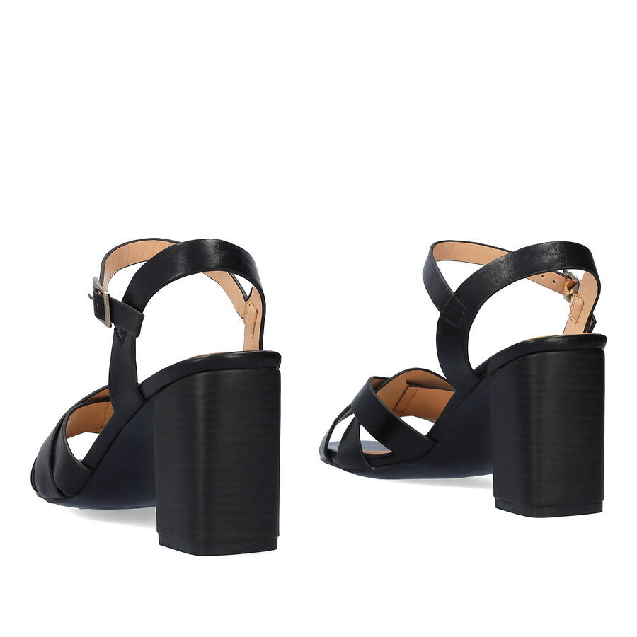 Square heeled soft black colour sandal 