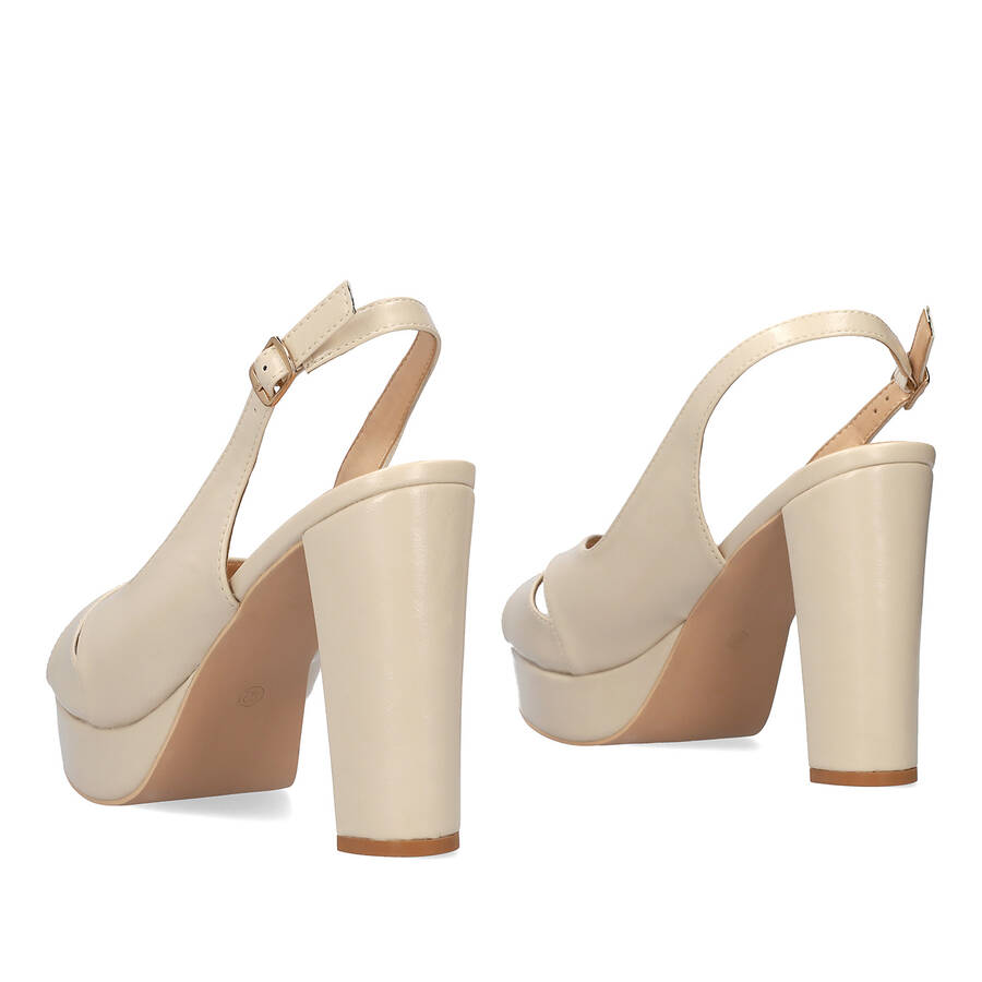 High heeled platform beige sandals 