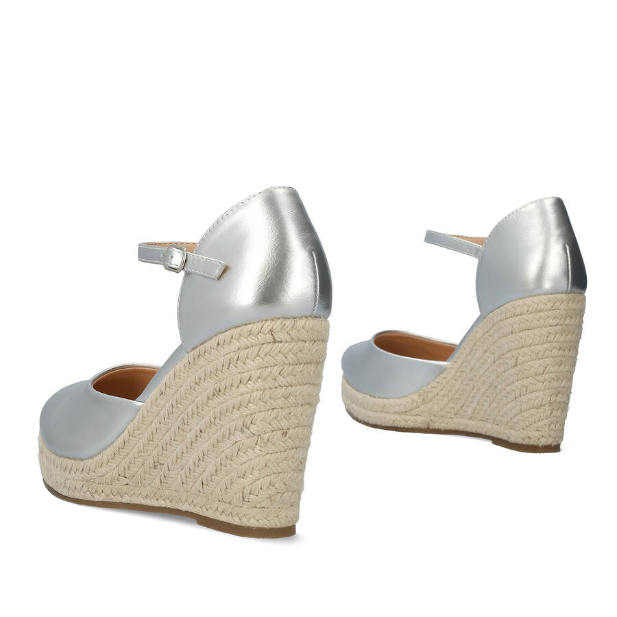 Silver soft espadrilles with jute wedge 