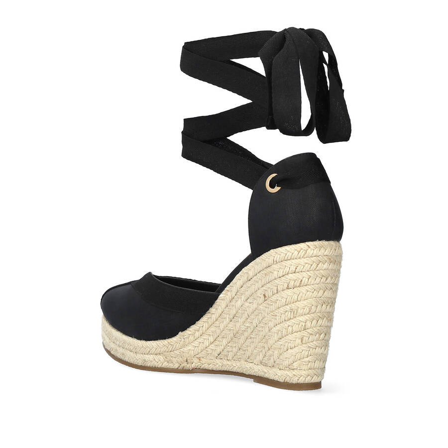 Black fabric espadrilles with jute wedge 