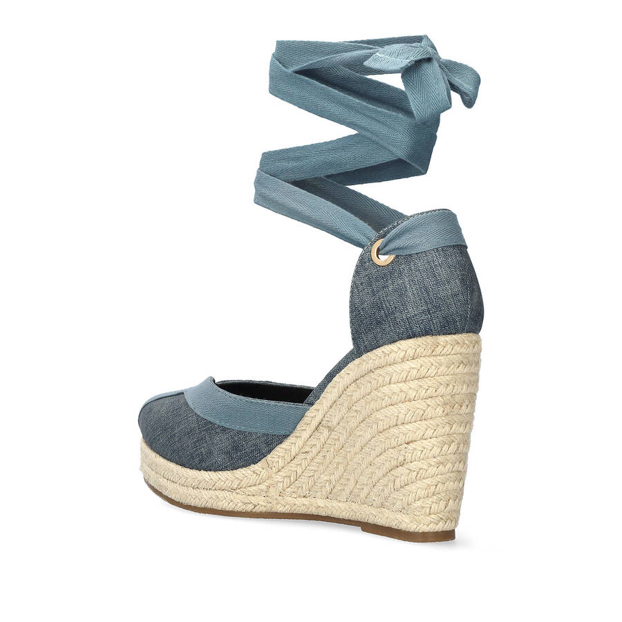 Turquoise fabric espadrilles with jute wedge 