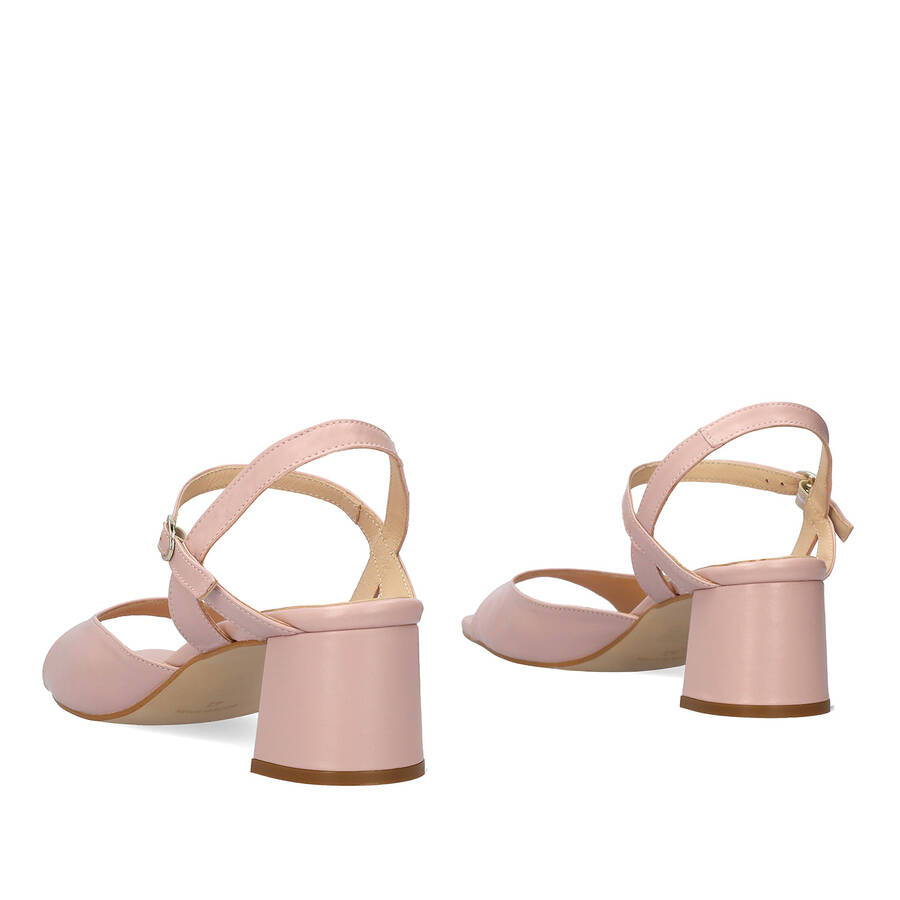 Sandalette mit Absatz aus Leder Nude 