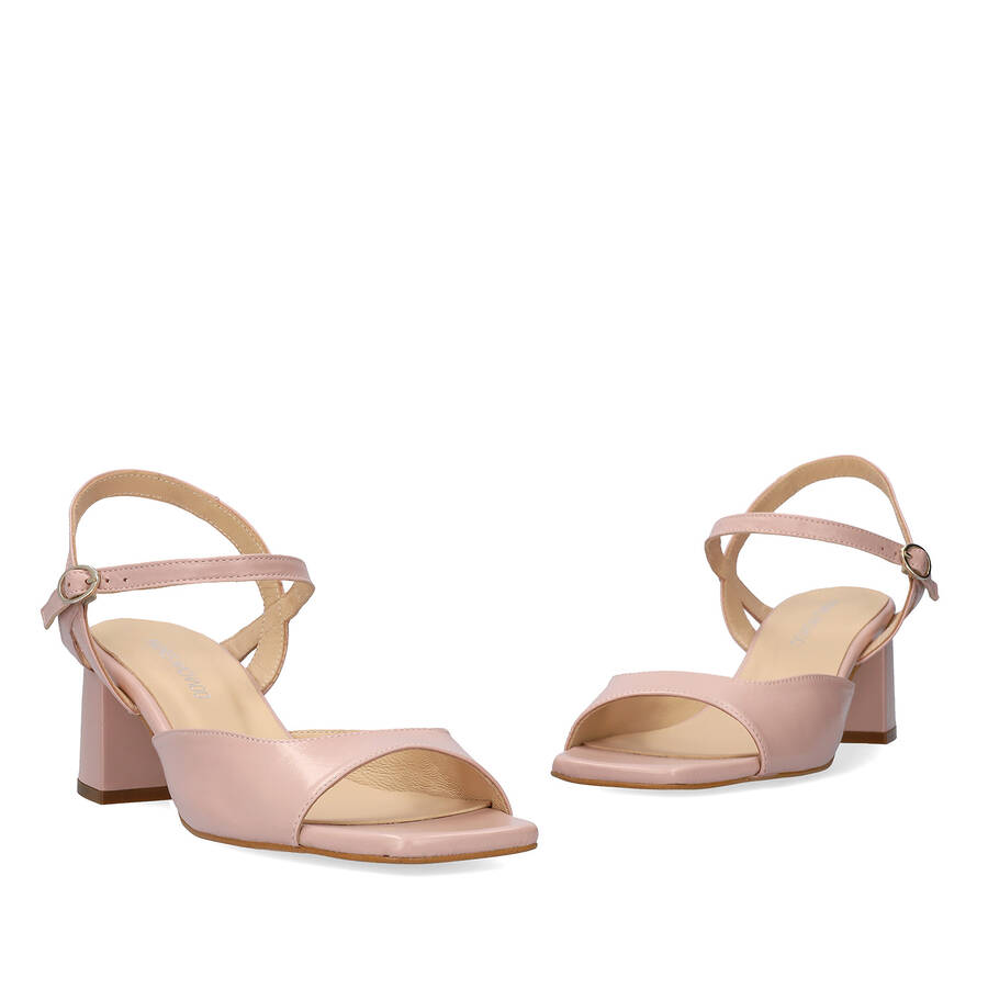 Sandalette mit Absatz aus Leder Nude 