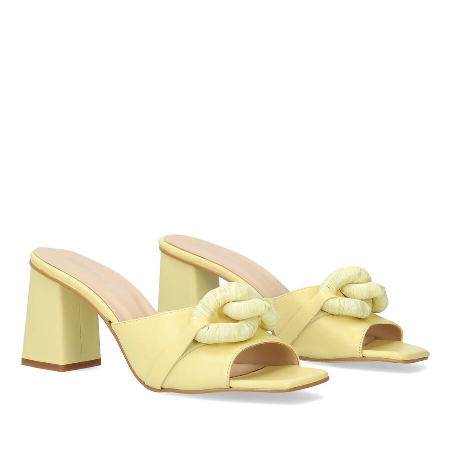 Yellow leather heeled sandals 