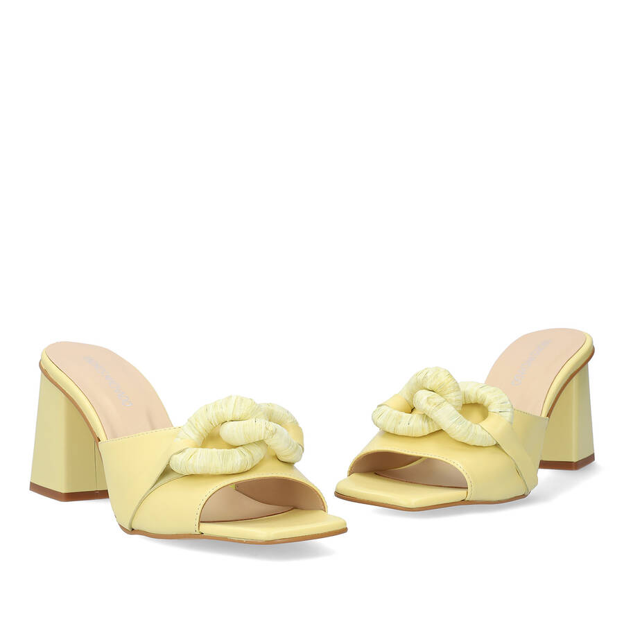 Yellow leather heeled sandals 