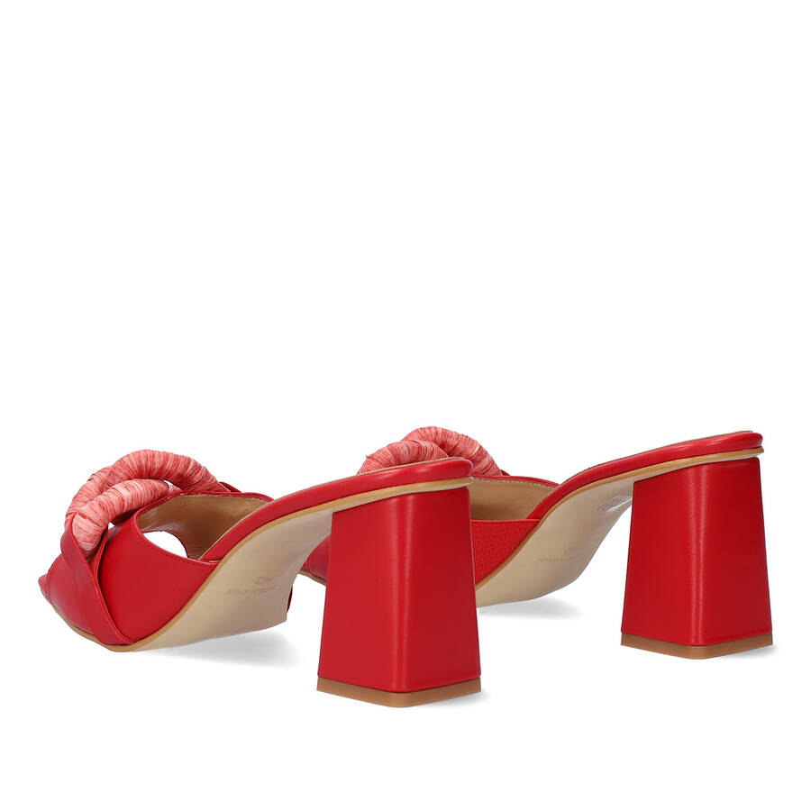 Red leather heeled sandals 