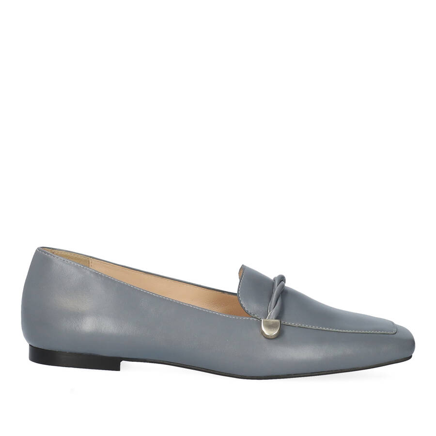 Grey leather loafers 