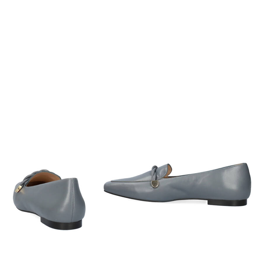 Grey leather loafers 