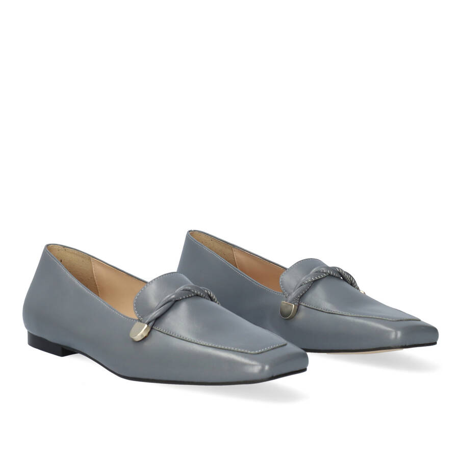 Grey leather loafers 