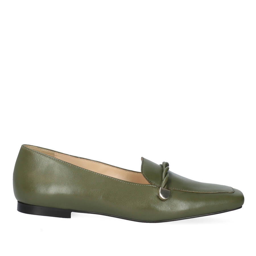 Kaki leather loafers 