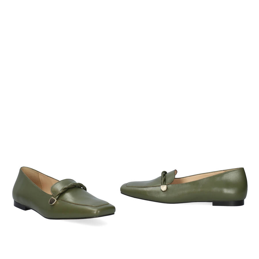 Kaki leather loafers 