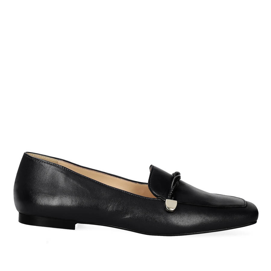 Black leather loafers 