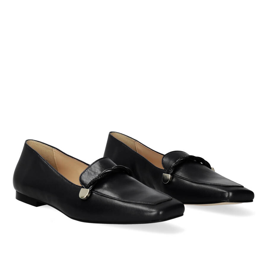 Black leather loafers 