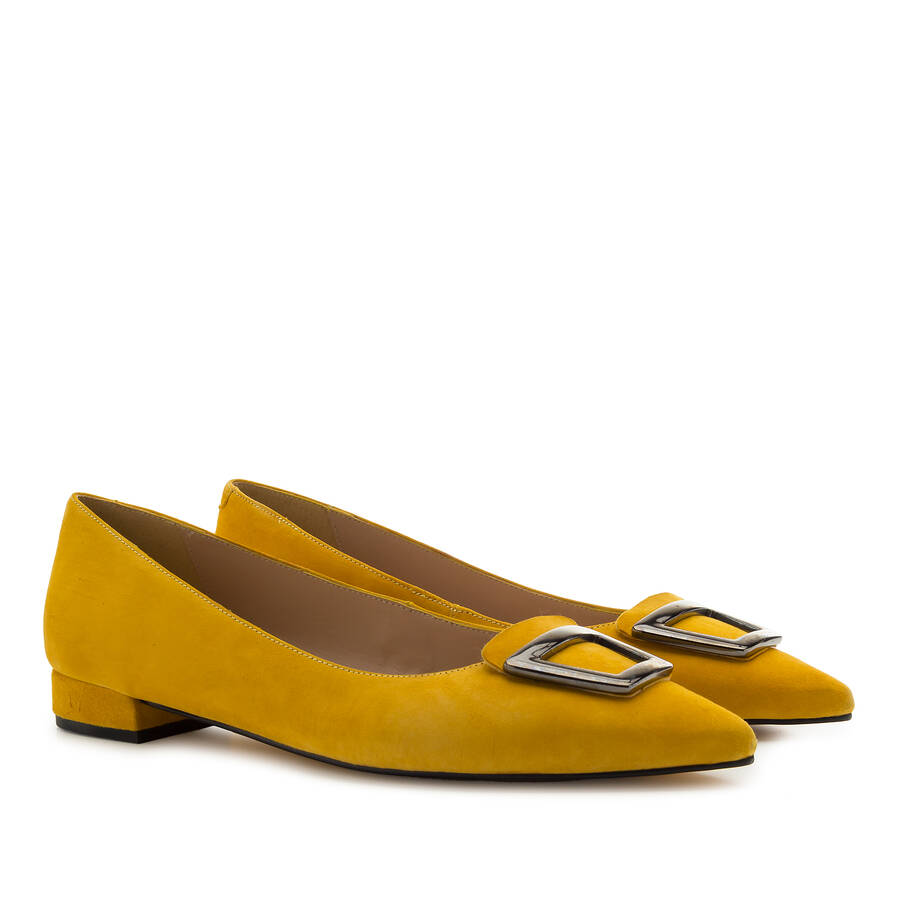 Trim Loafers in Mustard Suede Leather 