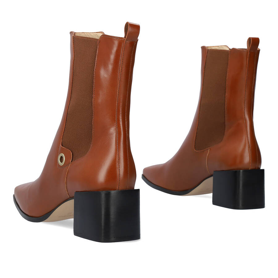 Chelsea Booties in Cognac Leather 