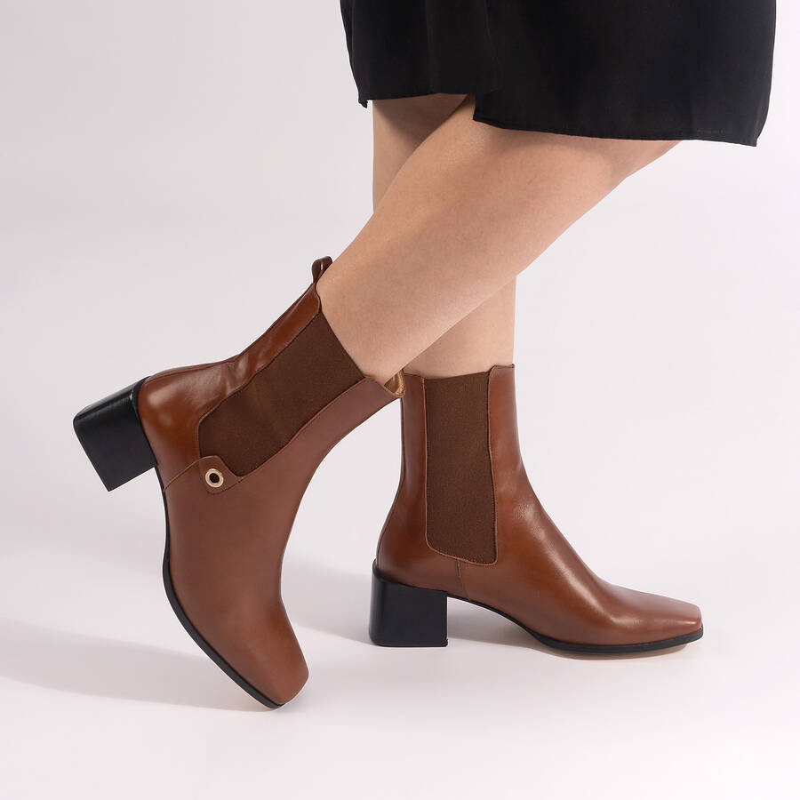 Chelsea Booties in Cognac Leather 