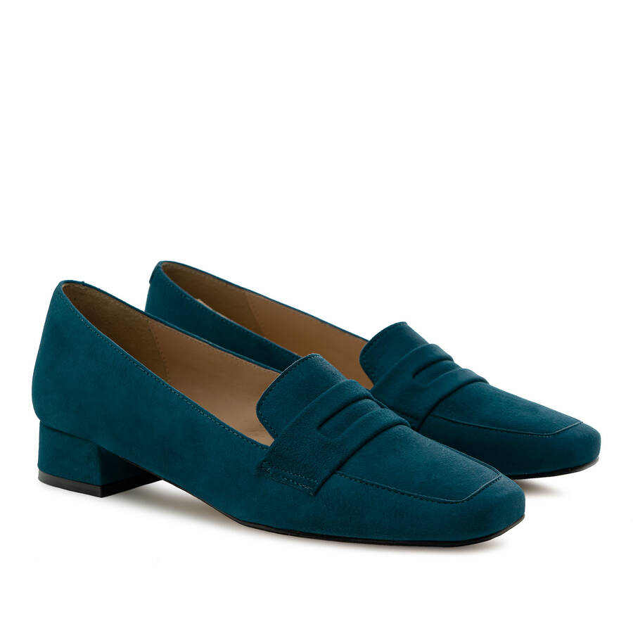 Moccasins in Blue Suede Leather 