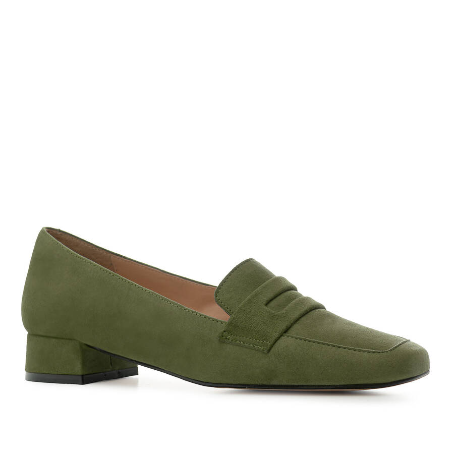 Moccasins in Olive Green Suede Leather 