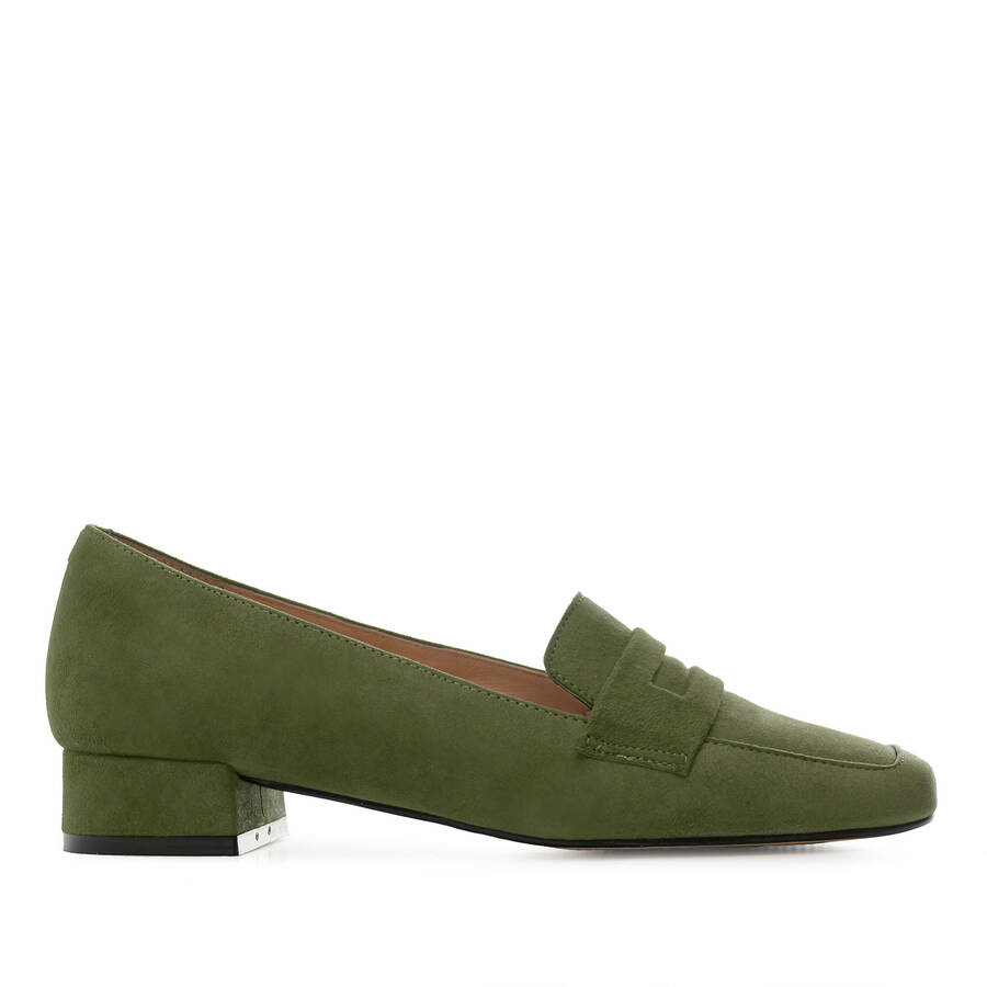 Moccasins in Olive Green Suede Leather 