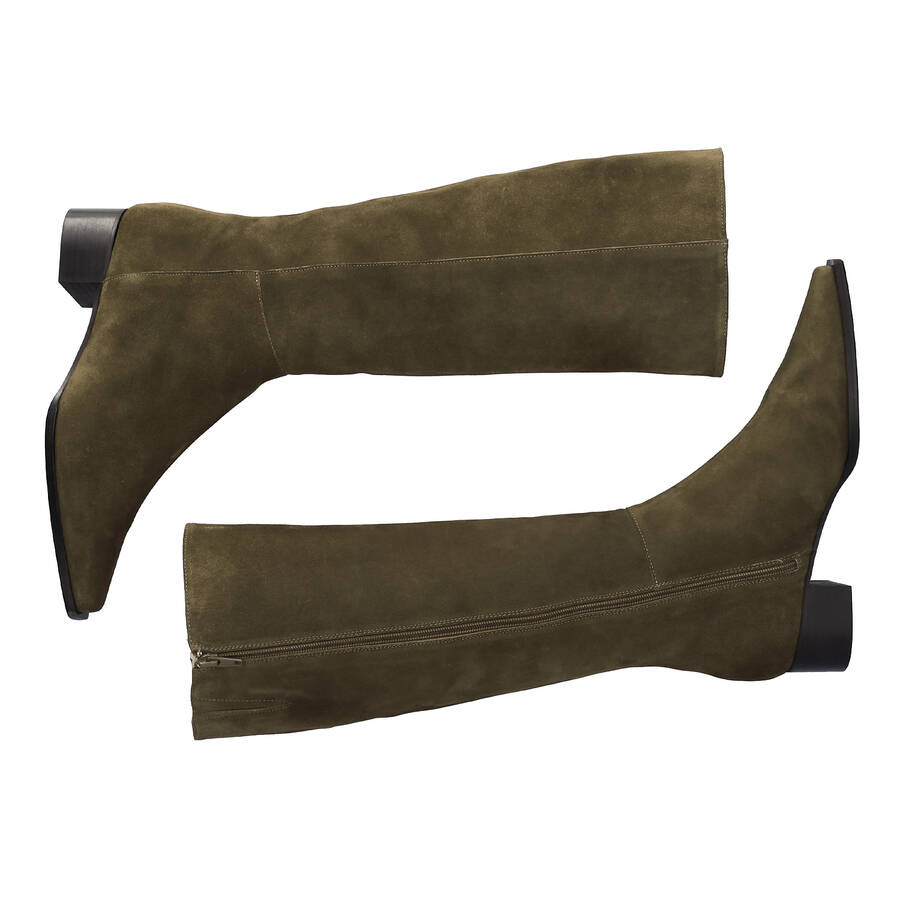 Knee Boots aus grünem Wildleder 