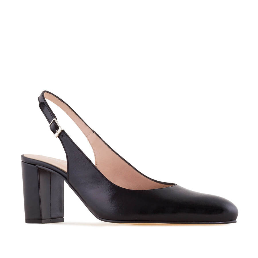 Slingback Stilettos in Black Nappa Leather 