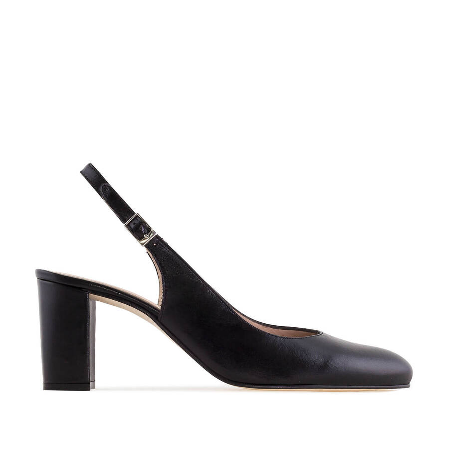 Slingback Stilettos in Black Nappa Leather 