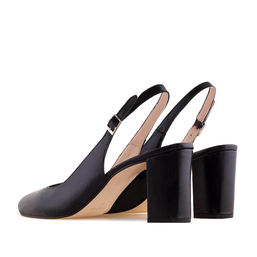 Slingback Stilettos in Black Nappa Leather 