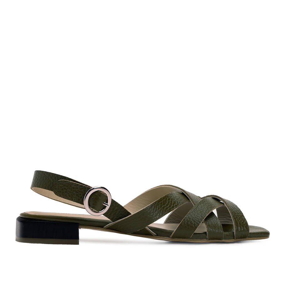 Sandals in Green Embossed Leather 