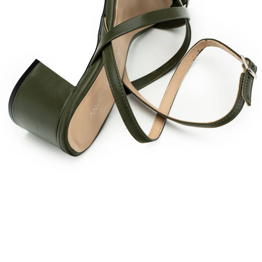 Square Toe Sandals in Khaki Leather 