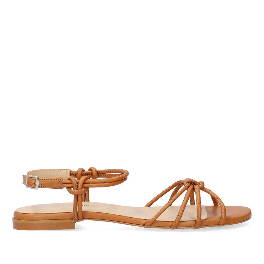 Brown leather flat sandals 