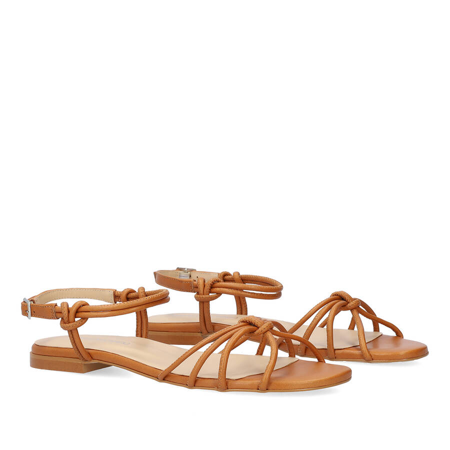 Brown leather flat sandals 