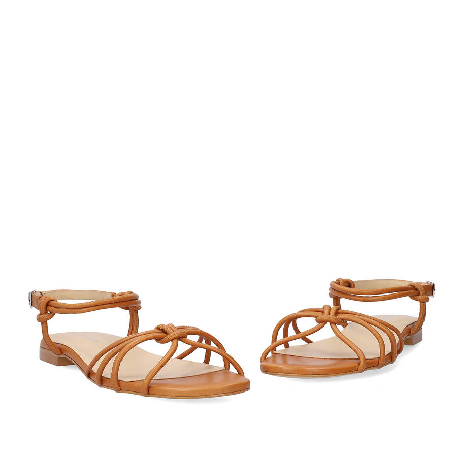 Brown leather flat sandals 