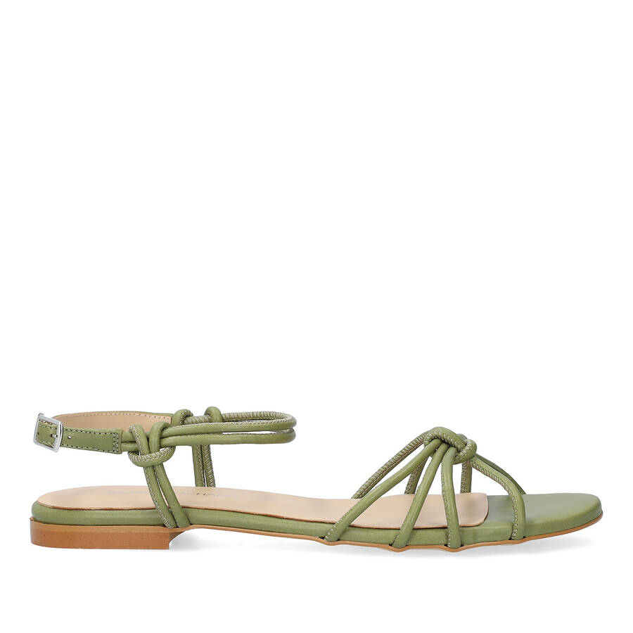 Kaki leather flat sandals 