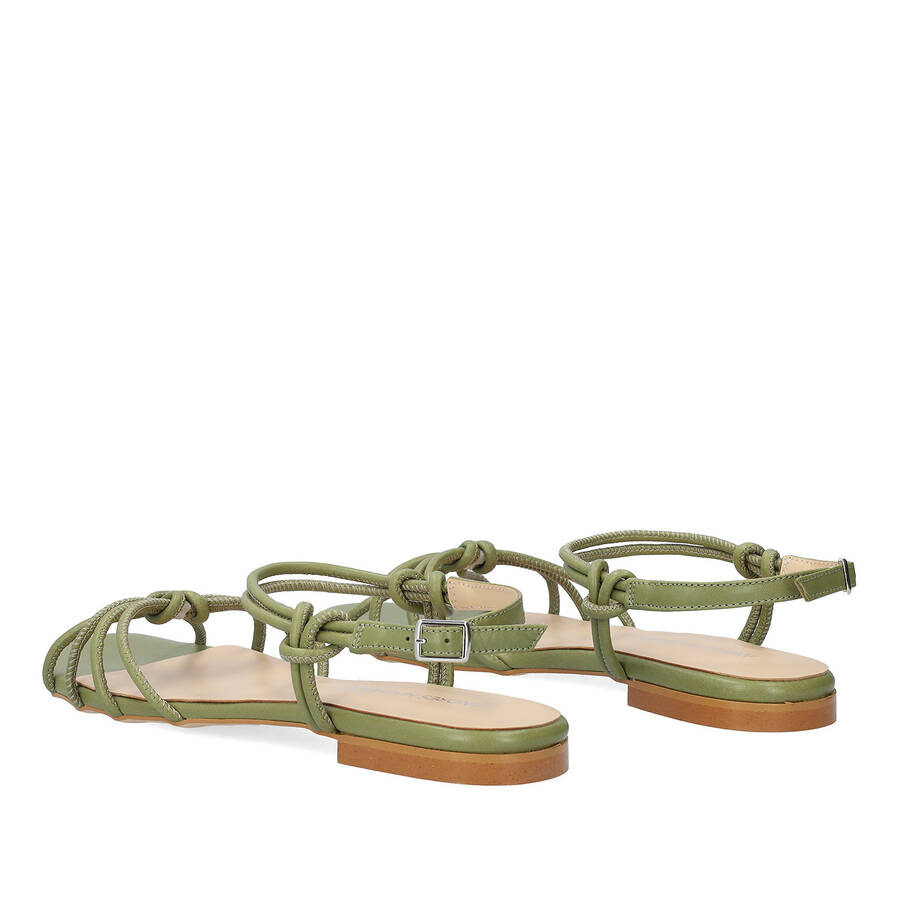 Kaki leather flat sandals 