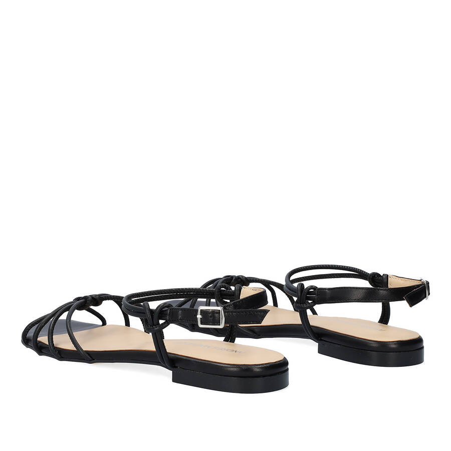 Black leather flat sandals 