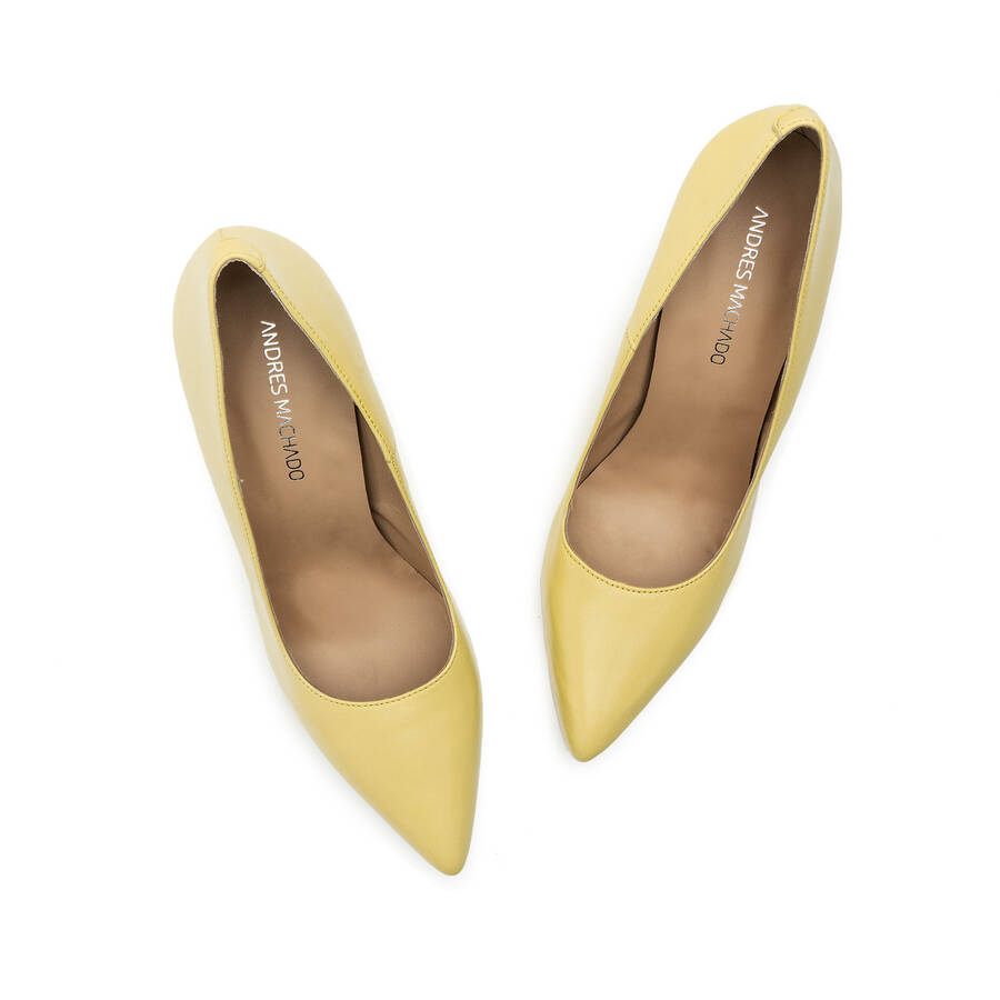 Heeled Shoes in Yellow Leather 