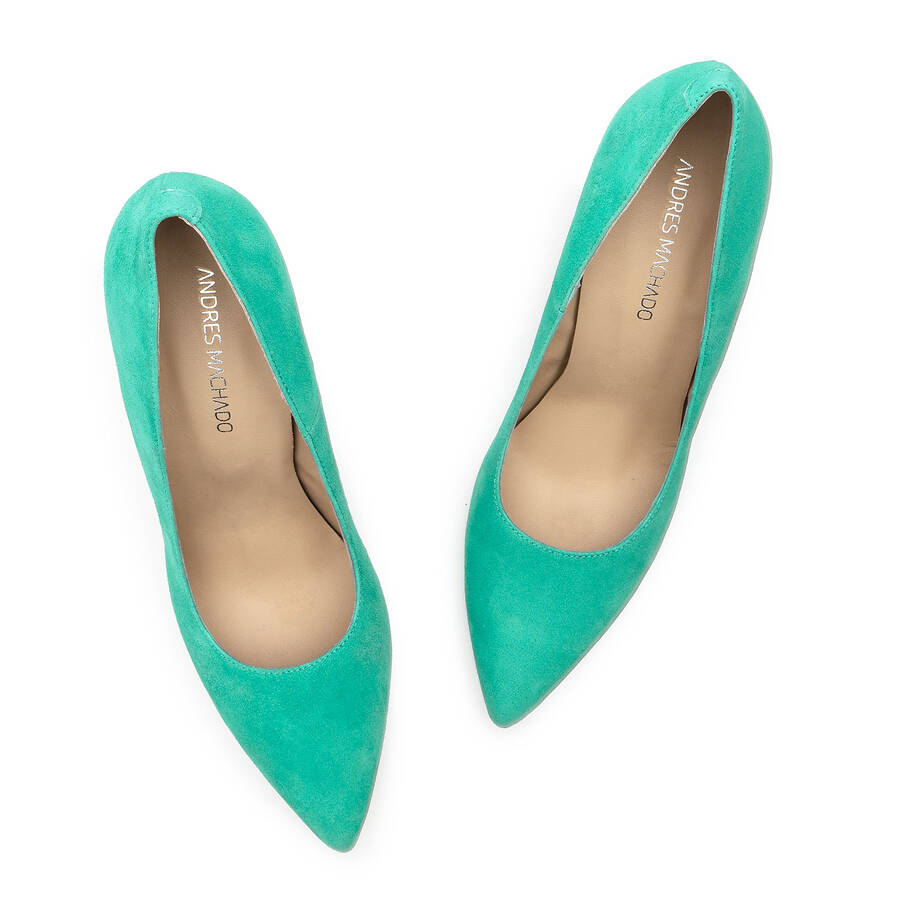 Heeled Shoes in Turquoise Suede 